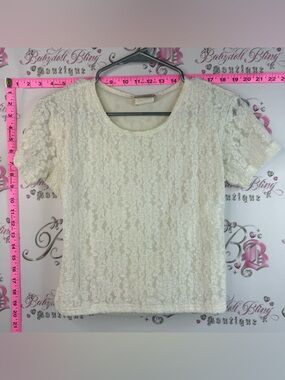 Jeremy Scott T-shirt, lace vintage Lace Overlay Short Sleeve Top - White